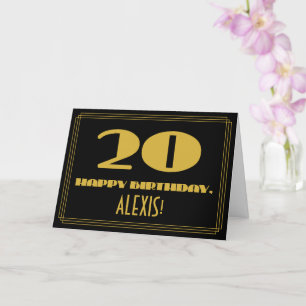 20e verjaardag: naam + Art Deco geïnspireerd look  Kaart