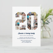 20e verjaardag nummer 20 aangepaste fotocollage kaart (Staand voorkant)