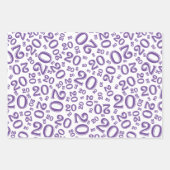 20e verjaardag Paars/White Random Number Pattern Inpakpapier Vel (Voorkant)