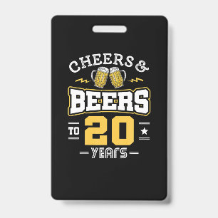 20e verjaardag Proost en bier verjaardag Badge