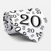 20e verjaardag Random Number Pattern Black/White Stropdas (Opgerold)