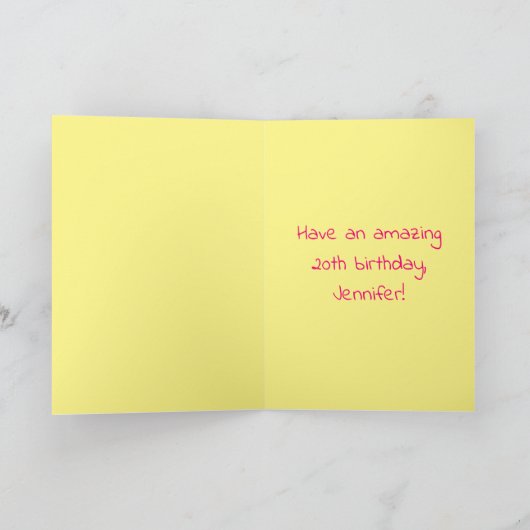 20e verjaardag: roze strips & harten, regenboognr. kaart (Binnen)