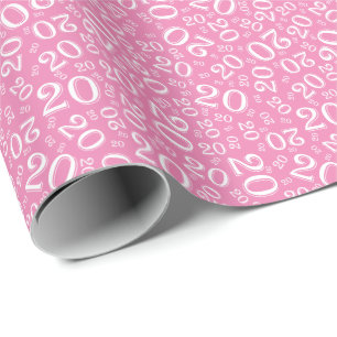 20e verjaardag roze & witte nummerpatroon 20 cadeaupapier