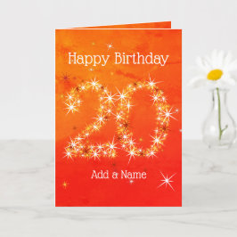 20e verjaardag - Star Number Red Oranje Glow 20 ja Kaart