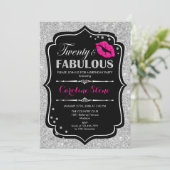 20e verjaardag - Twenty Fabulous Black Pink Silver Kaart (Staand voorkant)