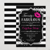 20e verjaardag - Twenty Fabulous Black Pink Silver Kaart (Voorkant / Achterkant)