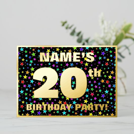 20e verjaardag van de gevechtsdag - vun, kleurrijk folie uitnodiging (Staand Voorkant)