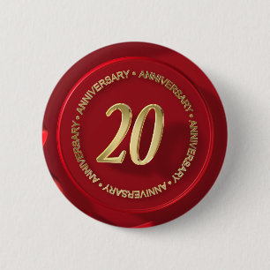 20e verjaardag van de rode wax-zegel ronde button 5,7 cm