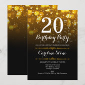 20e verjaardag - Zwart Wit Goud Kaart (Voorkant / Achterkant)