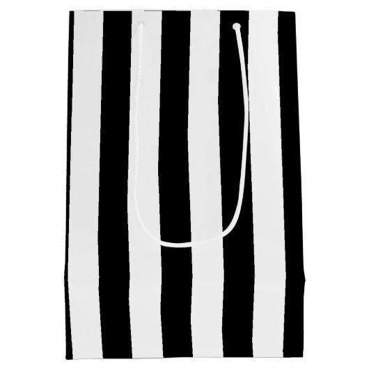 20e verjaardag zwart-witte strepen medium cadeauzakje (Achterkant)