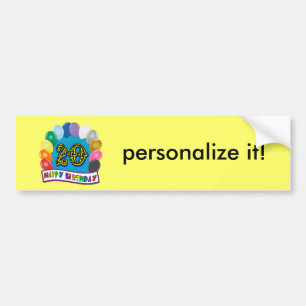 20e verjaardagscadeaus met gevarieerd ballondesign bumpersticker