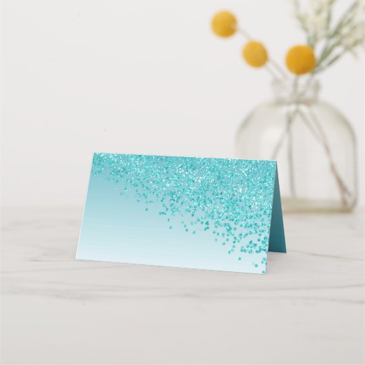 20e verjaardagsfeest Blauwgroen Blue Glitter (Achterkant)