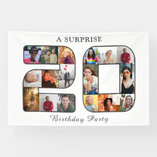 20e verjaardagsfeestje fotocollage spandoek