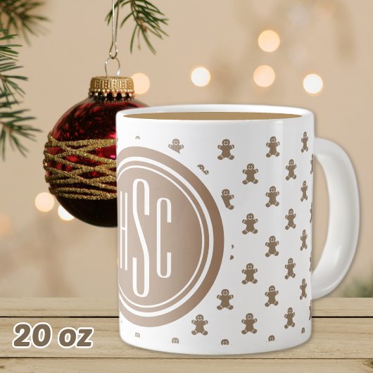 20oz Grote Monogram Gingerbread Man Extra Grote Beker