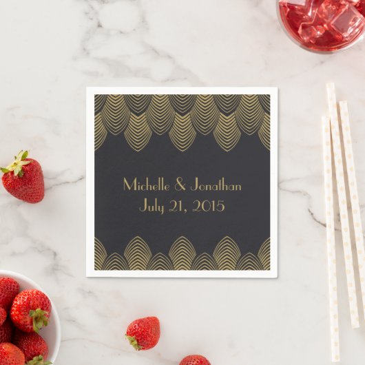 20's Art Deco Scallop Trouwservet Grijs Servetten (Insitu)