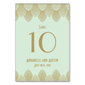 20's Art Deco Scallop Trouwtafel Nummer Kaart (Voorkant)