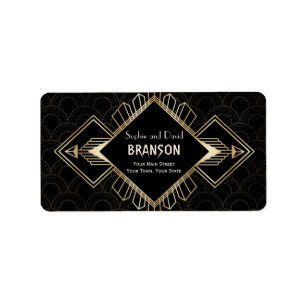  20s Gold Black Great Gatsby Wedding Etiket