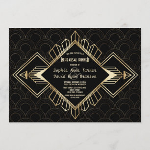 20s Gold Great Gatsby Rehearsal Dinner Kaart