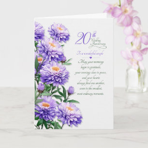 20ste huwelijksjubileum van het paar Paarse Asters Kaart