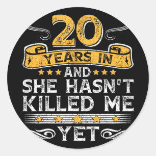 20ste Jubileum 20 jaar in en zij heeft 't ki Ronde Sticker