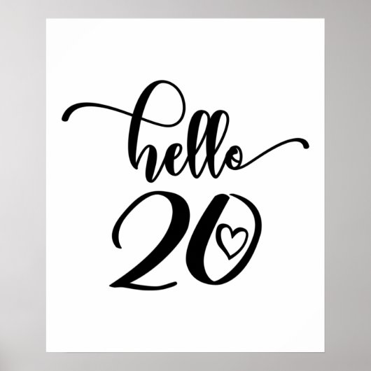 20th Birthday Women Hello 20 Cute 20 Years Old Poster (Voorkant)