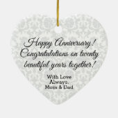 20th Emerald Damask Wedding Jubileum - Custom Keramisch Ornament (Achterkant)