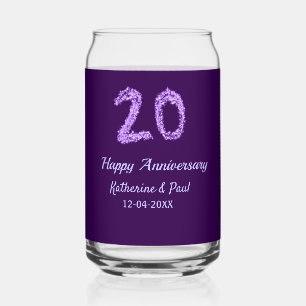 20th Happy Anniversary Voeg een paar toe Naam Datu Blikvorm Glas