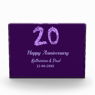 20th Happy Anniversary Voeg een paar toe Naam Datu Fotoblokken