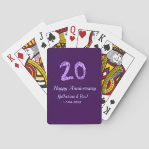 20th Happy Anniversary Voeg een paar toe Naam Datu Pokerkaarten