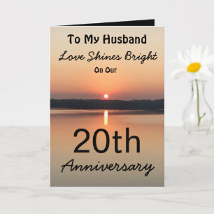 20th Love Shines Bright Husband Jubileum Kaart