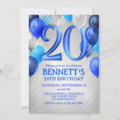 20th Mens Blue Anniversaire Invitation (Devant)