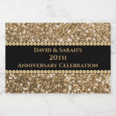 20th Wedding Anniversary Celebration Gold Glitter Likeurfles Etiket (Enkel label)