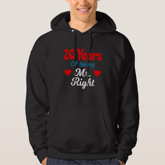20th Wedding Anniversary for Men Him Mr Right Husb Hoodie (Voorkant)