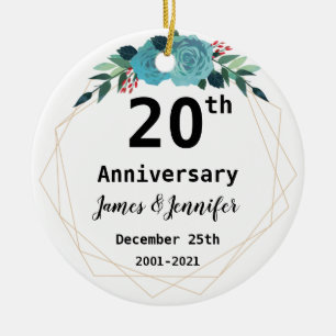 20th Wedding Jubileum Aangepaste namen en Jaar  Keramisch Ornament
