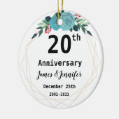 20th Wedding Jubileum Aangepaste namen en Jaar Keramisch Ornament (Links)