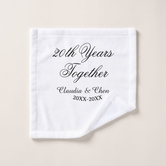 20th Years together anniversary name date year sim (Gant de toilette)