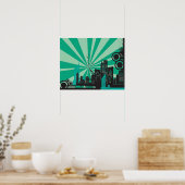 20x16 Abstracte Groene Stadsmuurkunst Poster (Keuken)