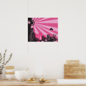 20x16 Abstracte roze stadsmuur Art Poster (Keuken)