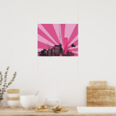 20x16 Abstracte roze stadsmuur Art Poster (Keuken)