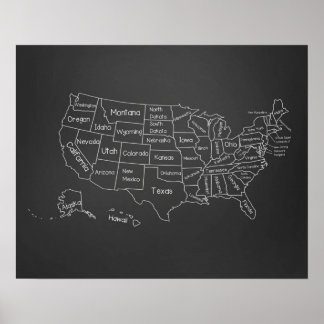 20x16 Chalkboard Classroom États-Unis Poster