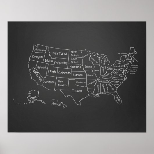 20x16 Chalkboard Classroom États-Unis Poster (Devant)
