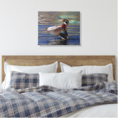 20x16 Wing Flapping Wood Duck Canvas Afdruk (Insitu (Slaapkamer))