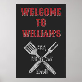 20x30 Backyard BBQ Birthday Party Welkomstteken Poster