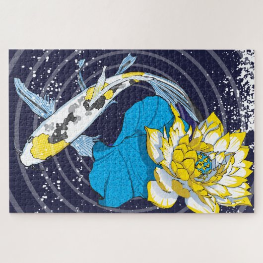 20x30 Koi et Lotus Puzzle pour les personnes aveug (Horizontal)