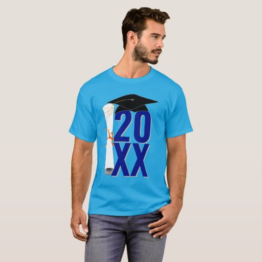 20XX Afstudeerder Pet en Diploma Afstuderen T-shirt (Voorkant volledig)