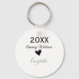 20XX bold letter congrats graduation name heart si Sleutelhanger
