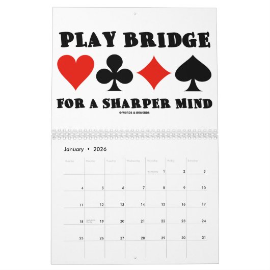 20XX Classic Bridge Sayings Calendrier (Jan 2026)