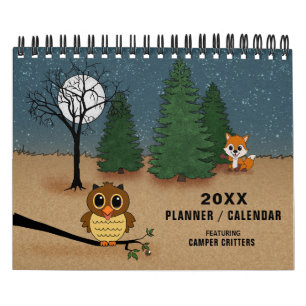 20XX Cute Camping Animal Pets RV Wildlife Planner Kalender