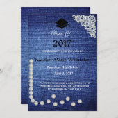 20XX Denim, Lace & Pearls Afstuderen Aankondiging (Voorkant / Achterkant)