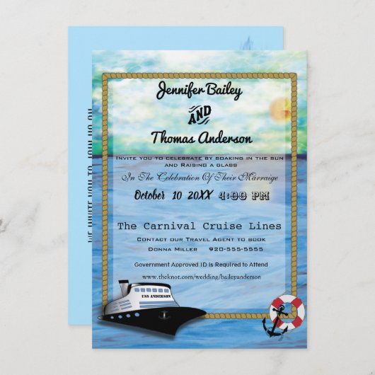 20XX Faire-part de mariage d'aquarelle de bateau d (Devant / Derrière)